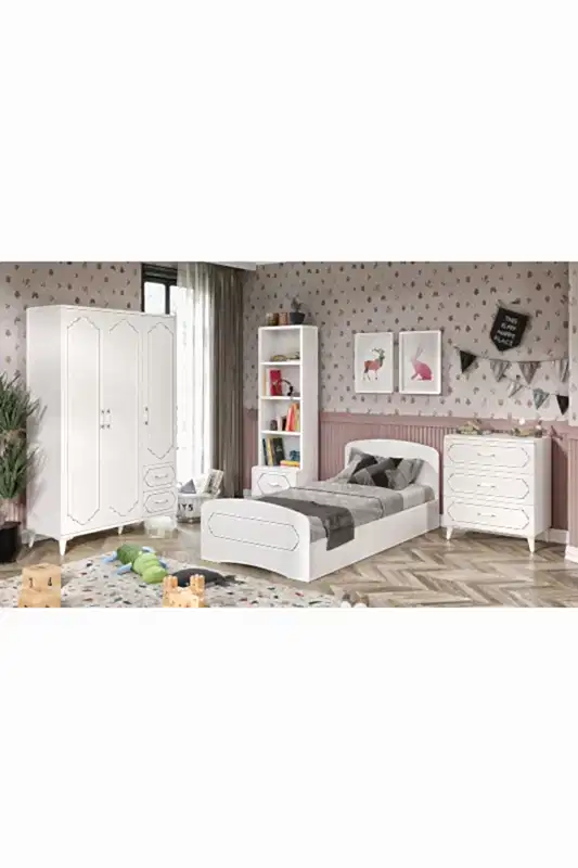 KZNMOB HOME Hayal  Modern Genç Odası Takımı Beyaz - 4 Parçalı Ve Tamamı 1. Kalite Mdf