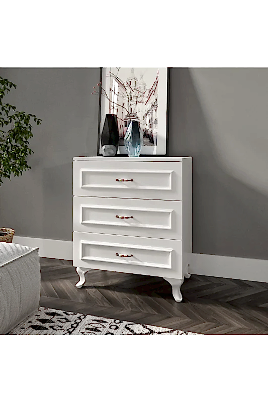 KZNMOB HOME Kartopu 3 Çekmeceli Country Şifonyer Tamamı Mdf