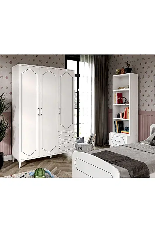 KZNMOB HOME Hayal  Modern Genç Odası Takımı Beyaz - 4 Parçalı Ve Tamamı 1. Kalite Mdf
