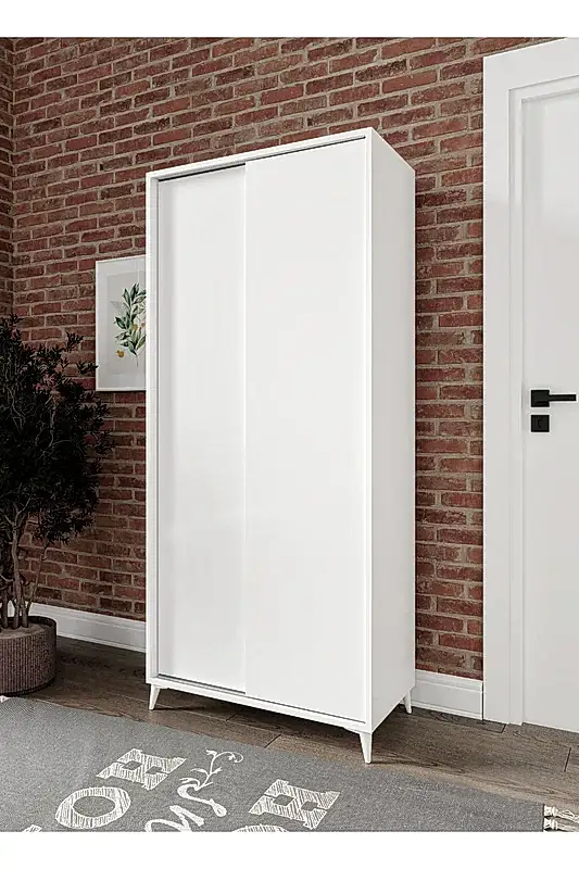 KZNMOB HOME Sürgülü Çok Amaçlı Ayakkabı Dolabı, Ayakkabılık Beyaz - Tamamı 1. Kalite Mdf