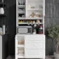 KZNMOB HOME Stella Country Kahve Köşesi Beyaz-Meşe 90cm, Erzak Dolabı, Kiler Dolabı, Çok Amaçlı Mutfak Dolabı