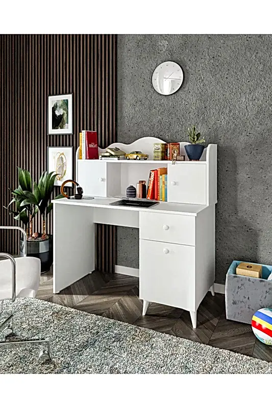 KZNMOB HOME Akasya Çalışma Masası, Bilgisayar Masası, Ofis Masası Beyaz - Tamamı 1. Kalite Mdf