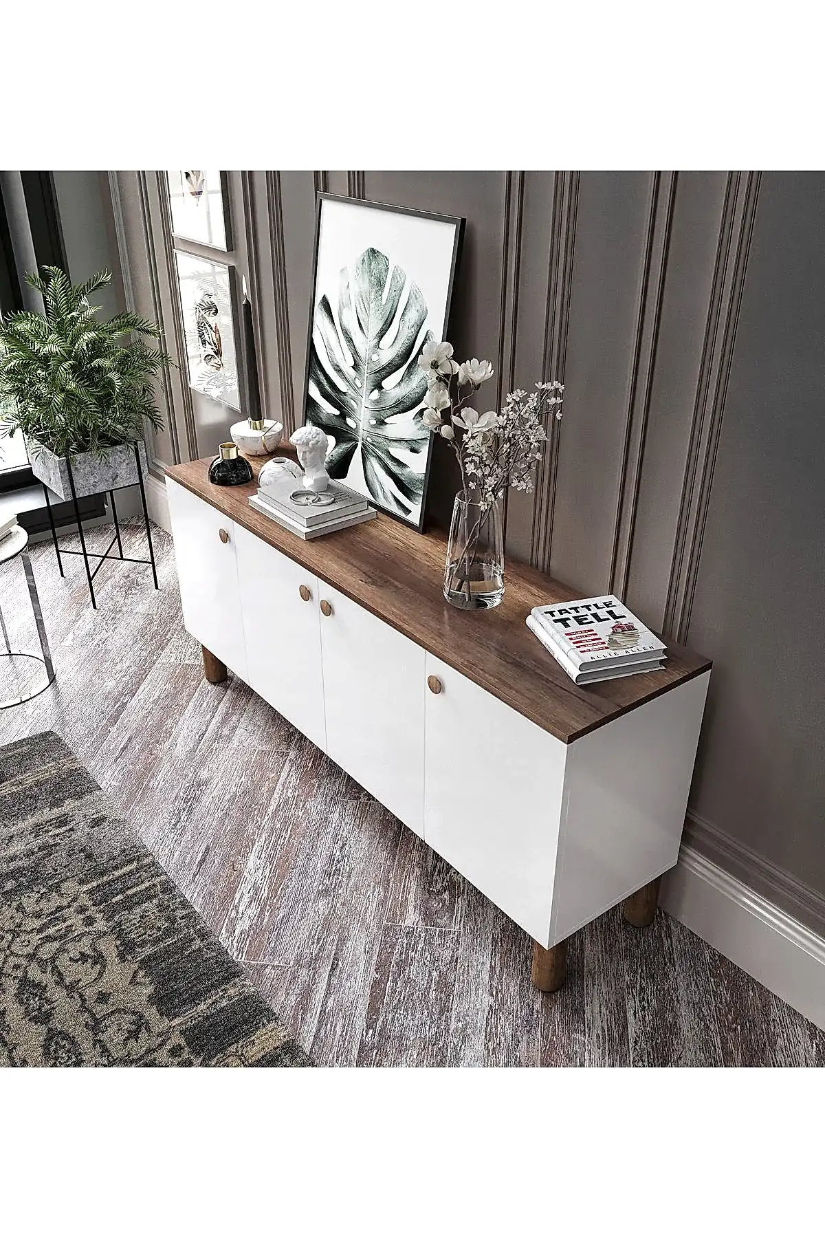 KZNMOB HOME Işık Çok Amaçlı Bohem Konsol, Bohem Salon Mobilyası - Tamamı 1. Kalite Mdf