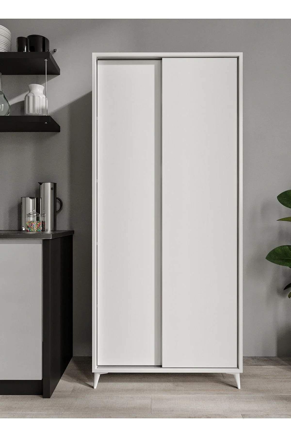 KZNMOB HOME Sürgülü Çok Amaçlı Mutfak Dolabı, Erzak Dolabı, Kavanoz Dolabı, Kiler Dolabı - Tamamı 1. Kalite Mdf