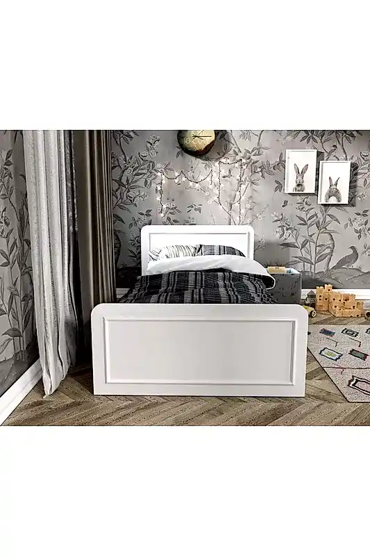 KZNMOB HOME Snow Tek Kişilik Country Tarzı Mdf Karyola - 100cm X 200cm Ölçülerinde