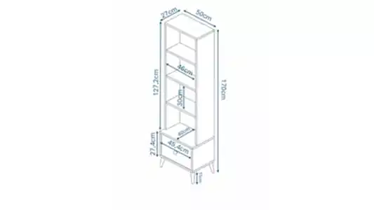 KZNMOB HOME Akasya Çekmeceli Kitaplık Meşe Mdf
