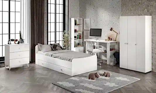 KZNMOB HOME Selen Çocuk Odası Takımı Beyaz - 5 Parçalı Tamamı 1. Kalite Mdf