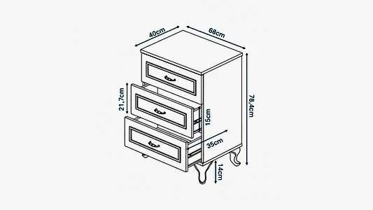 KZNMOB HOME Kartopu 3 Çekmeceli Country Şifonyer Tamamı Mdf